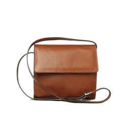 Borsa a tracolla in pelle di vitello-Teak
