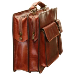 Cartella in pelle con 2 tasche frontali. Marrone - Img 5