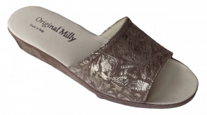 CIABATTA DONNA MILLY IN CAMOSCIO STAMPA FIORI ARTIGIANALE MADE IN ITALY - Img 2