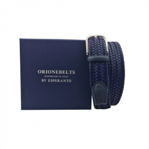 CINTURA UOMO 3,5 CM ELASTICA INTRECCIATA IN CUOIO E TESSUTO ORIONE BELTS ARTIGIANALE MADE IN ITALY - Img 3