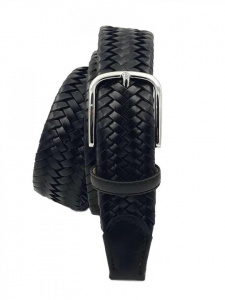 CINTURA UOMO 3,5 CM ELASTICA INTRECCIATA IN CUOIO ORIONE BELTS ARTIGIANALE MADE IN ITALY - Img 2