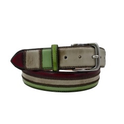 CINTURA UOMO 4 CM PATCHWORK ORIONE BELTS BANDIERA TRICOLORE ITALIA IN CUOIO ANTICATO ARTIGIANALE MADE IN ITALY