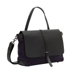 DUDU Borsa Donna Grande a Spalla in Pelle e Tessuto Canvas Bicolore da Postino con Tracolla staccabile - Img 3