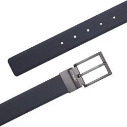 DUDU Cintura Reversibile Uomo in Pelle, Made in Italy, Regolabile e con Fibbia Girevole, Pelle con un Lato Stampato e un Lato Liscio - Img 3