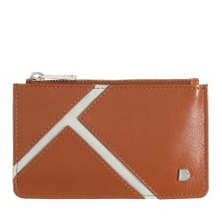DUDU Porta Carte in Vera Pelle con Zip – Sottile, Portamonete, Porta Tessere – Design Ispirato al Tennis, Linee a Contrasto, Compatto e Unisex