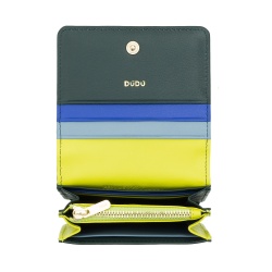 DUDU Portafoglio Donna Piccolo in Pelle Schermato RFID Colorato Ultra Compatto con Zip Interna e 8 Porta Carte Tessere - Img 5