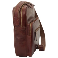 Messenger in pelle con chiusura a zip (Piccola). Marrone - Img 3