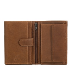 Nuvola Pelle Portafoglio Uomo Verticale in Pelle – Elegante Portafogli Bifold con Portamonete, Chiusura Interna a Linguetta, Scomparti Carte Tessere e Tasca Zip
