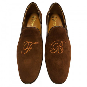 PANTOFOLE UOMO CHIUSE IN CAMOSCIO PERSONALIZZABILI CON INIZIALI GAROFALO GIANBATTISTA ARTIGIANALI MADE IN ITALY