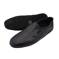 PANTOFOLE UOMO CHIUSE IN PELLE DI STRUZZO GEDA MADE IN ITALY - Img 4