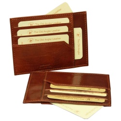 Porta carte di credito in pelle con RFID - marrone