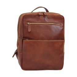 Zaino in pelle con fascia per trolley-Marrone