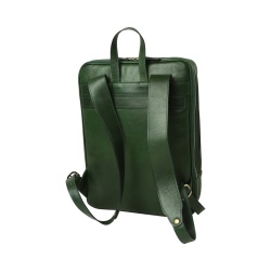 Zaino in pelle con fascia per trolley - verde - Img 3