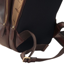 Zaino in pelle con tasca con zip frontale. Marrone Scuro - Img 2