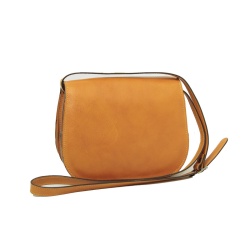 Borsa a tracolla da donna in pelle di vitello pieno fiore-Ocra