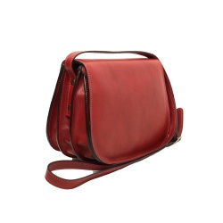 Borsa a tracolla da donna in pelle di vitello pieno fiore-Rosso - Img 2