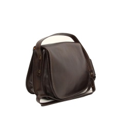 Borsa a tracolla da donna in pelle di vitello pieno fiore-Testa moro - Img 2