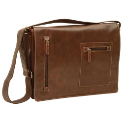Borsa tracolla in pelle. Castagna