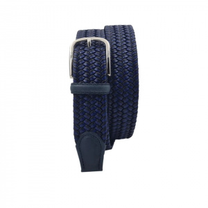 CINTURA UOMO 3,5 CM ELASTICA INTRECCIATA IN CUOIO E TESSUTO ORIONE BELTS ARTIGIANALE MADE IN ITALY - Img 2