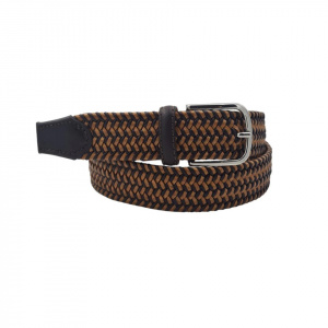 CINTURA UOMO 3,5 CM ELASTICA INTRECCIATA IN CUOIO E TESSUTO ORIONE BELTS ARTIGIANALE MADE IN ITALY