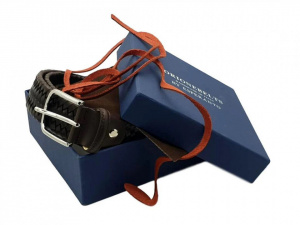 CINTURA UOMO 3,5 CM ELASTICA INTRECCIATA IN CUOIO ORIONE BELTS ARTIGIANALE MADE IN ITALY - Img 3