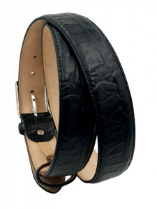 CINTURA UOMO 3,5 CM IN PELLE STAMPA CODA COCCODRILLO ORIONE BELTS ARTIGIANALE MADE IN ITALY - Img 4