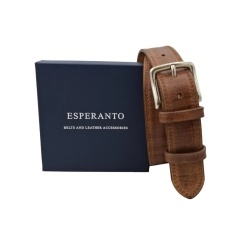 CINTURA UOMO 4 CM IN CUOIO DI TORO SABBIATO DESERT ROSE ORIONE BELTS ARTIGIANALE MADE IN ITALY - Img 6