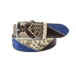 CINTURA UOMO 4 CM PATCHWORK ORIONE BELTS IN PITONE E PELLE ARTIGIANALE MADE IN ITALY