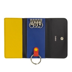 DUDU Astuccio Portachiavi in Pelle Colorato con 5 Anelli per Chiavi di Casa Auto, Design Minimal, con Bottone - Img 2