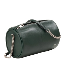 DUDU Borsa Donna Cilindrica in Pelle, Borsa a Tracolla con Catena e Pelle, Borsa a Cilindro Piccola Fashion Elegante con Cerniera - Img 2