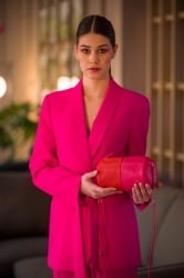 DUDU Borsa Donna Cilindrica in Pelle, Borsa a Tracolla con Catena e Pelle, Borsa a Cilindro Piccola Fashion Elegante con Cerniera - Img 6