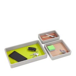 DUDU Set Svuotatasche in Pelle da 3pz, Vassoio Portaoggetti da Tavolo Casa Scrivania Ufficio, Porta Chiavi, Monete, Telefono - Img 4