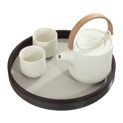 DUDU Vassoio da Portata Rotondo in Pelle da 32cm Multicolore Portaoggetti per Casa per Ufficio Design Raffinato - Img 3