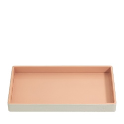 DUDU Vassoio Portaoggetti in Legno Rivestito in Vera Pelle, Vassoio Decorativo per la Casa, 27 x 15 cm, Accessorio di Home Design - Img 2