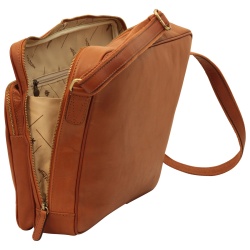 Messenger in pelle con chiusura a zip (Grande). Marrone Coloniale - Img 2