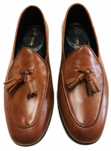 MOCASSINI UOMO IN VITELLO PATINATO CON NAPPINE GAROFALO GIANBATTISTA ARTIGIANALI MADE IN ITALY