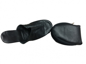 PANTOFOLE UOMO IN PELLE DA VIAGGIO CON CUSTODIA GEDA MADE IN ITALY - Img 2