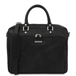 Pisa - Borsa porta computer da lavoro con tasca frontale in pelle