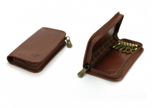 PORTACHIAVI LUNGO IN PELLE A 6 GANCI CON ZIP LE ARTI