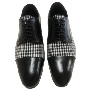 SCARPE LUSSO UOMO STRINGATE IN PELLE E TESSUTO GAROFALO GIANBATTISTA ARTIGIANALI MADE IN ITALY