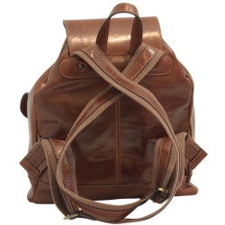 Zaino in pelle con 2 tasche frontali. Marrone - Img 4