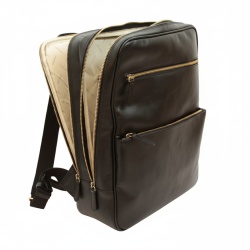 Zaino in pelle con fascia per trolley - nero - Img 5