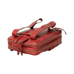 Zaino in pelle con fascia per trolley - rosso - Img 2