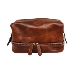 Beauty case con doppio scomparto-Marrone
