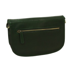 Borsa a tracolla due fianchi in vitello pieno fiore-Verde - Img 6
