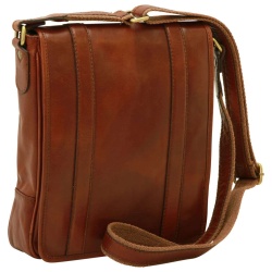 Borsa a tracolla in pelle. Marrone Mogano