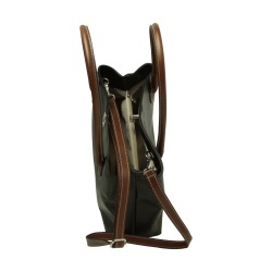 BORSA DA DONNA A DUE MANICI BICOLORE IN PELLE PIENO FIORE-NERO - Img 6