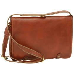 Borsa Messenger in vitello nappato. Marrone Mogano