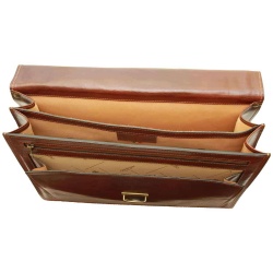 Cartella con tracolla in pelle. Marrone - Img 3