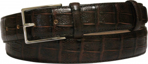 CINTURA UOMO 3,5 CM IN PELLE STAMPA CODA COCCODRILLO ORIONE BELTS ARTIGIANALE MADE IN ITALY - Img 5